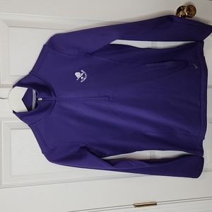 Nike golf tour performance 1/4 zip purple fleece McGregor Links Saratoga NY